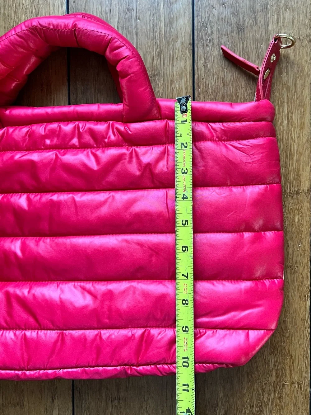 Estee Lauder Hot Pink Quilted Puffer Shoulder Tote with Detachable Strap